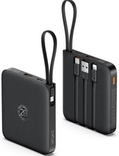 VRURC 10000mAh Power Bank Black, Built-in Cables, Fast Charge, LED Display