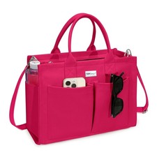 Heavy-Duty Canvas Tote Bag for Women, Adjustable Crossbody Handbag with 9 Poc...
