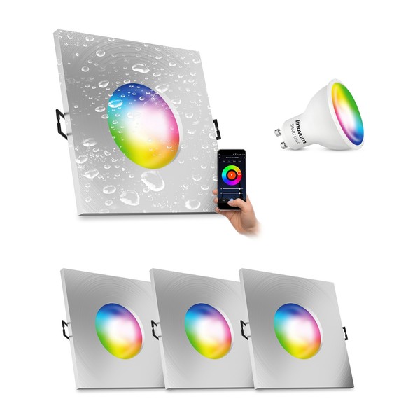 4X Isaso Einbauleuchte IP65 Bad Eckig Smart GU10 4W Wlan Deckenlampe Strahler-image