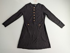 Nenona Black Long Sleeve Knit Dress Gold Button Detail Women’s Size M L - New