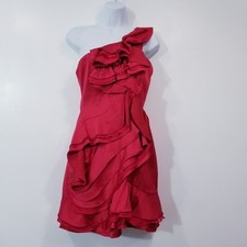 BCBGMaxAzria Jonesy Ruby Red Ruffle Mini Dress Women size 6 Cocktail Party Dress