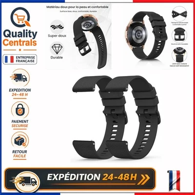 Bracelet de montre 22 mm en silicone Noir à dégagement rapide Wanme - Photo 1/4