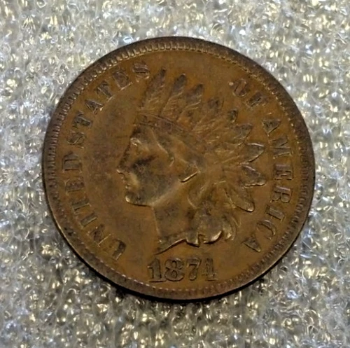 1874 INDIAN CENT XF/AU. REDUCED 10/30/25 (704)