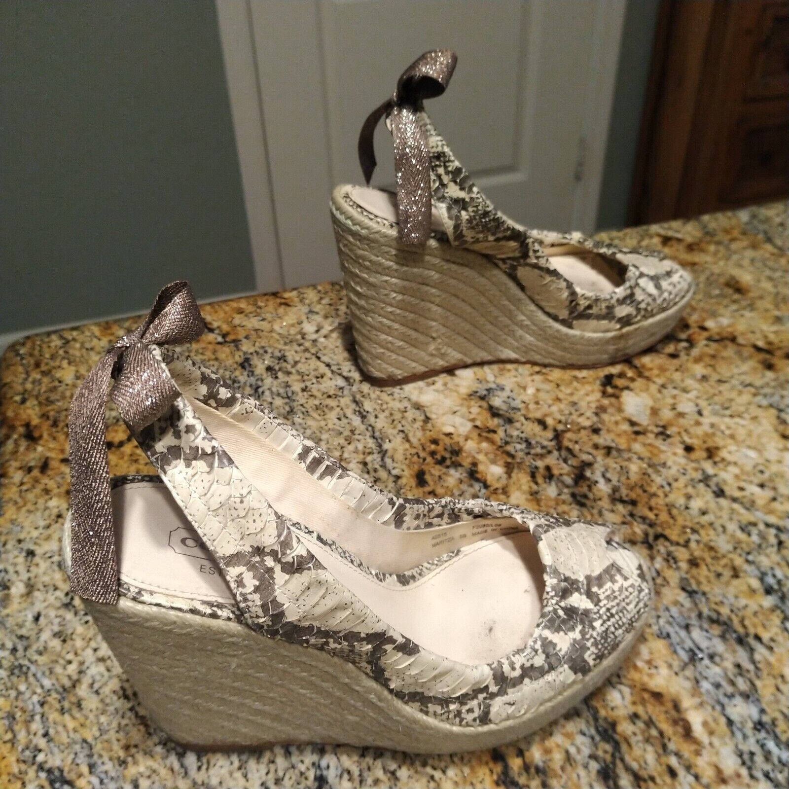 Rare Coach Maritza Python Snakeskin Bow Espadrill… - image 5