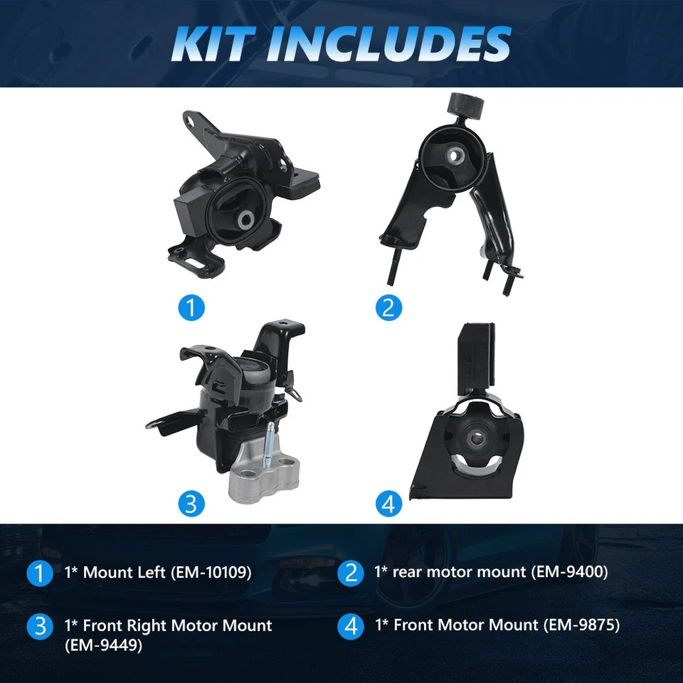 Engine Auto CVT 4pcs Motor Mount Set A42027 For Toyota Corolla 2014-2019 1.8L - Image 2 of 4