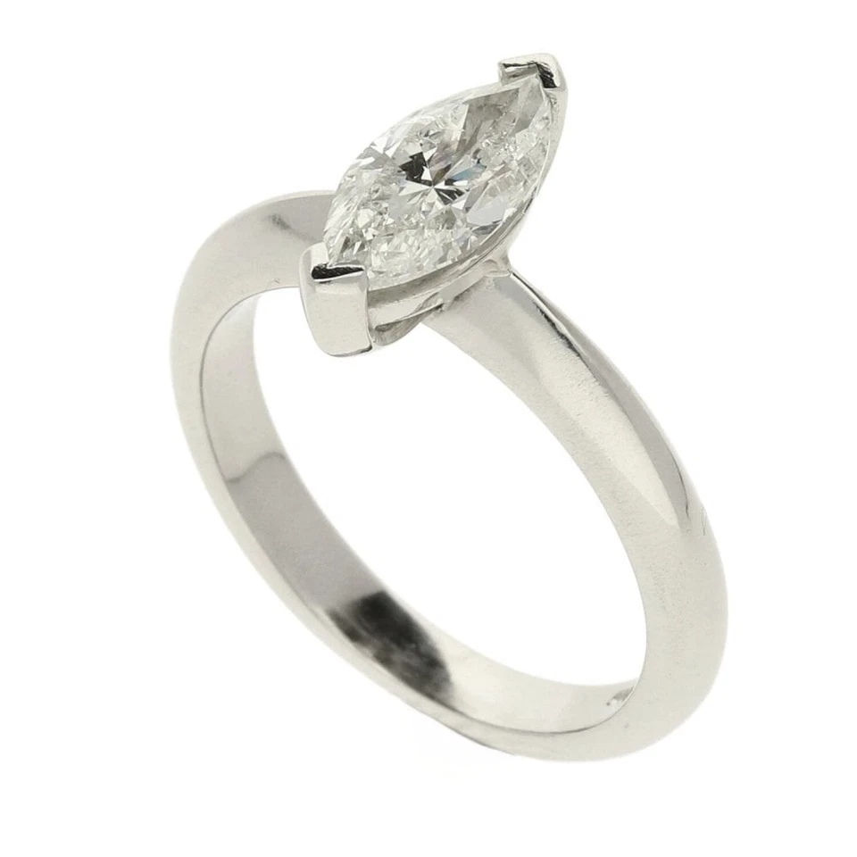 Anillo de compromiso de platino con diamantes talla marquesa - talla K - 1,01 quilates Foto 4 de 4