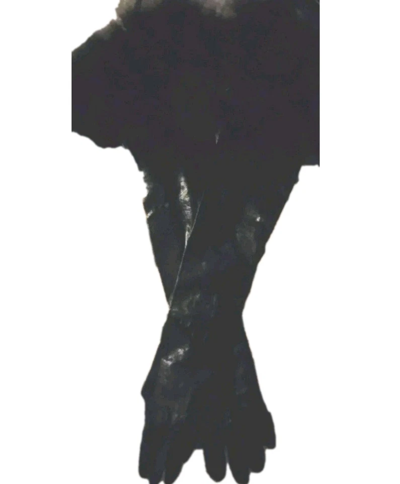 21" Black Kid Leather Gloves. 4" Black Fox cuff Opera!7.5 Mint! 3 Button Wrist - Image 3 of 4