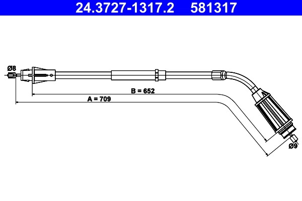 Zugdraht, Handbremse ATE 24.3727-1317.2 Volvo 31265830-image