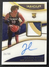 2019-20 PANINI IMMACULATE COLLECTION JAXSON HAYES ROOKIE PATCH AUTO RPA LAKERS