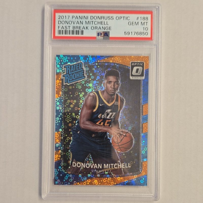 Panini Donruss Optic Donovan Mitchell RC #188 Fast Break Orange /193 PSA 10