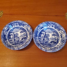 SPODE Blue Italian  Pair of Soup/Pasta Bowls, 8.25" Diameter. VGC.