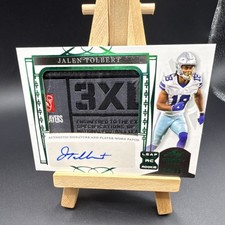 Leaf 2022 Trinity Patch Auto Jalen Tolbert #PA-JT1 Emerald /25 Rookie Cowboys