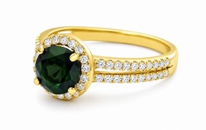 GENUINE 1.20 Cts TSAVORITE & W/SAPPHIRES RING 14K YELLOW GOLD PLATED (.925) -NWT