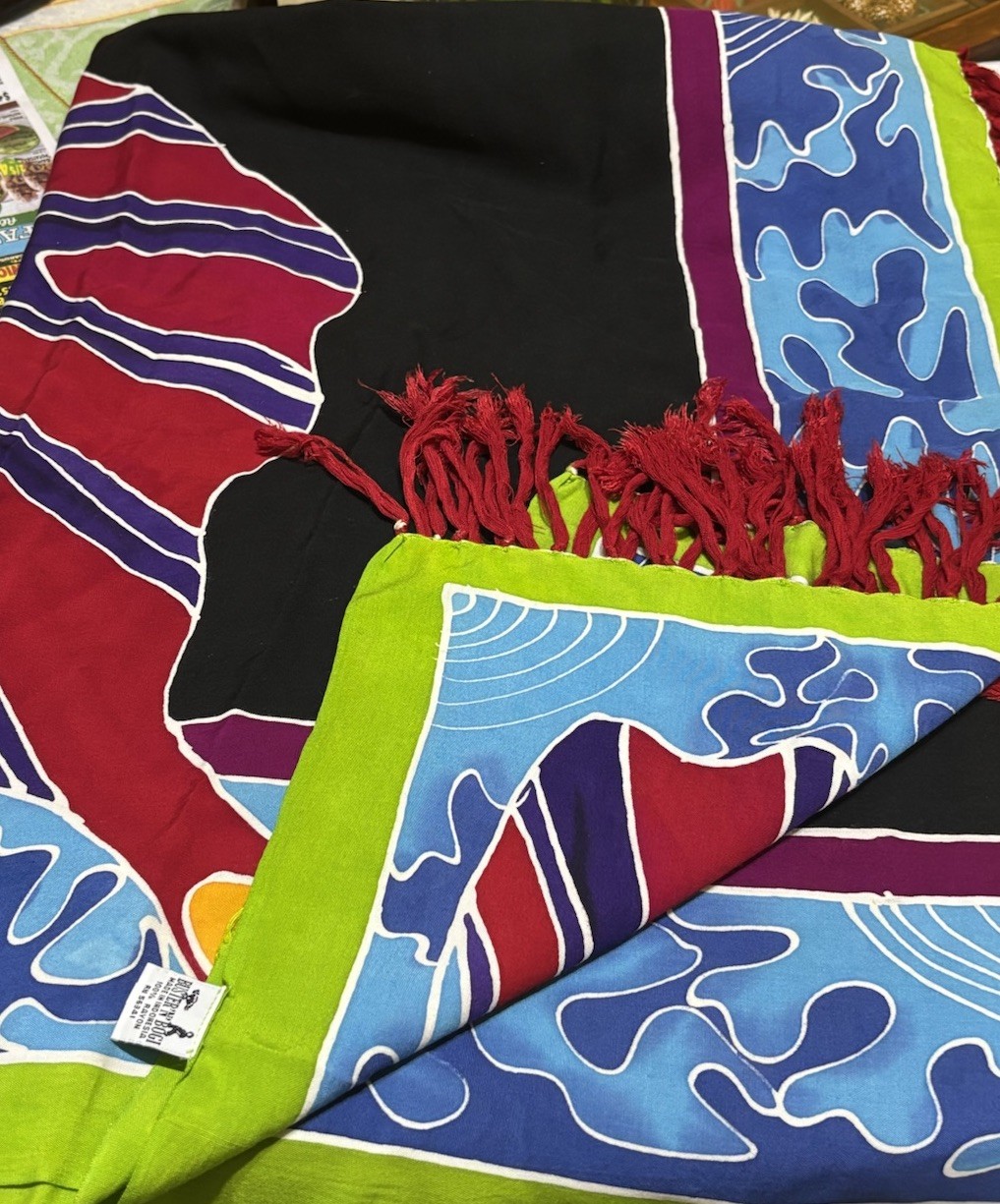 Buster ‘N’ Bogi Cover-up Scarf Multi-color Butterfly Print  68”x45. 100% Rayon