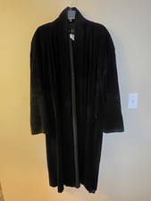 JS Collections Vintage Black Velvet Draped Full Length Opera Coat Size Small S