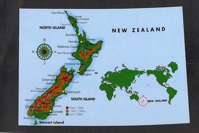 M4599 New Zealand Map postcard