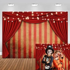 7x5ft Halloween Circus Backdrop Creepy Circus Carnival Party Decorations Red ...