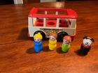 Vintage 1969 Fisher Price Little People Mini Bus FP-141 3 People 1 Dog