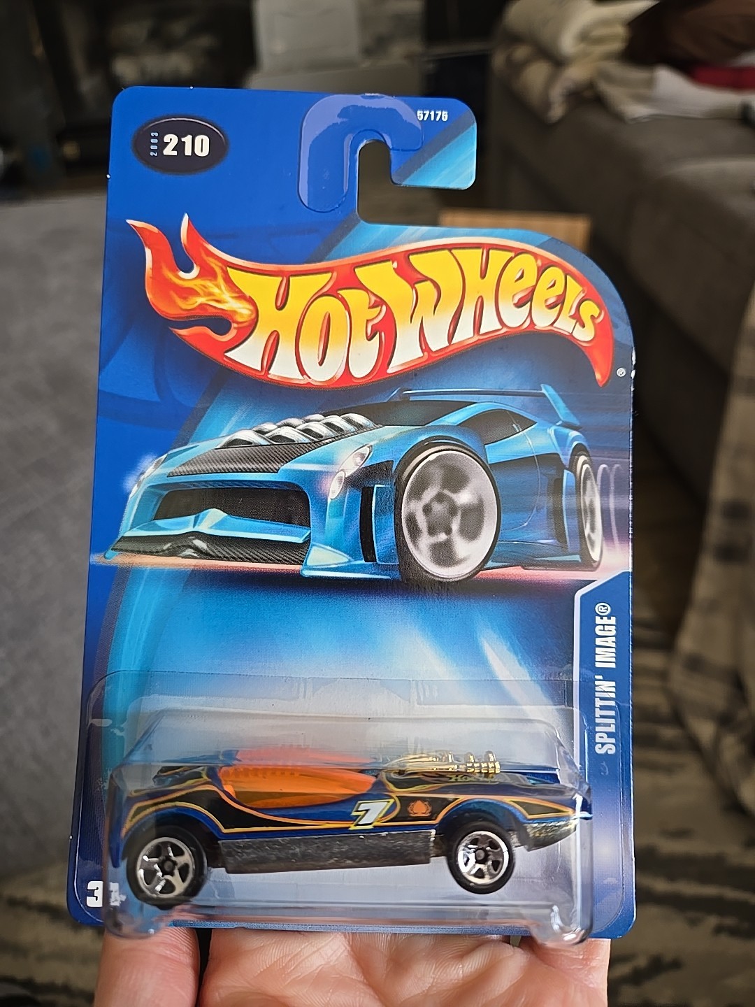 2003 Hot Wheels Mainline/Collector #210 SPLITTIN' IMAGE Blue w/Chrome 5 Spokes