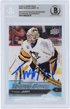 Tristan Jarry Penguins Signed 2016-17 Upper Deck Series 2 #466 BAS Rookie Card. rookie card picture