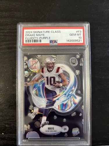 2024 Topps Signature Class Drake Maye RC Fluidity Purple 34/100 Case Hit PSA 10