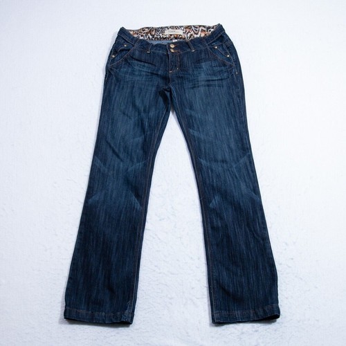 Clash Jeans Womens 13 - 31x32 Straight Dark Blue Wash Denim Belted *READ