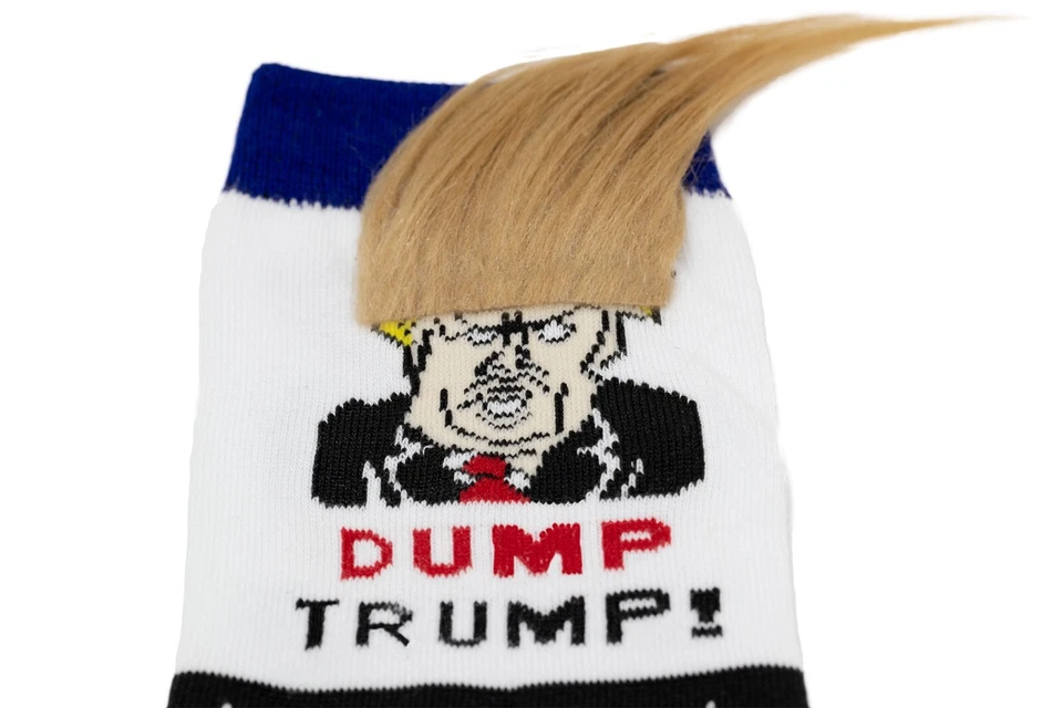 Donald Trump 'Dump Trump' 袜子 (1 包) 新奇礼物,美国 2024 年全新礼物 — 第 2/2 张图片