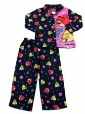 Angry Birds Girls Black Pajama Long Sleeve Top  Bottoms 2 Piece Sleep Set PJs
