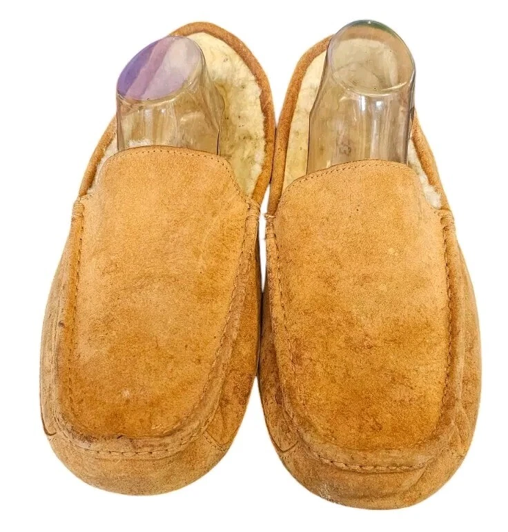 UGG Pantofole Uomo 12 Marrone Ascot Pelle Scamosciata Tomaia Scarpe Sherpa Australia