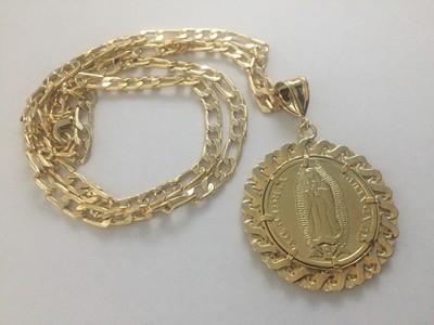 St Jude and Our Lady of Guadalupe Gold Plated Pendant and  St Jude Our Lady of Guadalupe Centenario 24K GF main image 0
