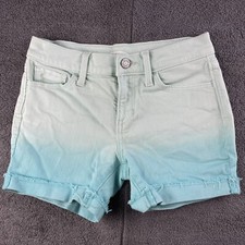 Old Navy Denim Shorts Girls Size 10 Blue Raw Hem Adjustable Waist Ombre Fade