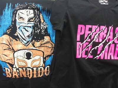 Two Lucha Libre Shirts- Bandido(small) & Perras Del Mal (Girls Tee In Xl) 