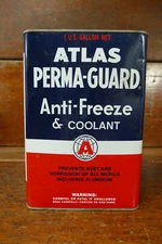 Vintage Atlas Perma-Guard Antifreeze Metal One Gallon Can - Gas Oil Advertising