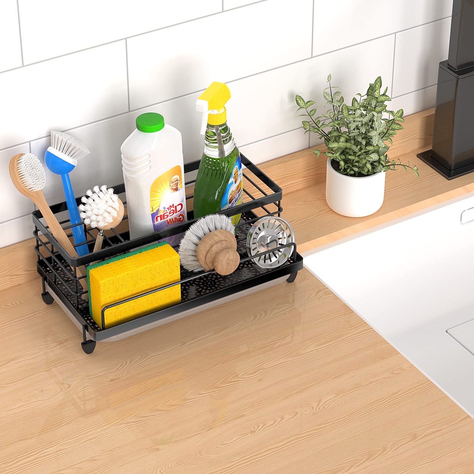 Sponge Holder For Kitchen Sink Organizer Kitchen Sink Accessories With Drip Tray