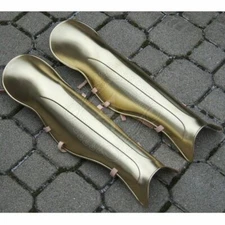 Medieval Greek Golden Leg Guard Armor Greaves Battle Plate Steel Legs Protection