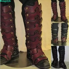 Larp Leather Leg Armor Gothic Greaves Half Chaps Gaiter Medieval Viking Knight