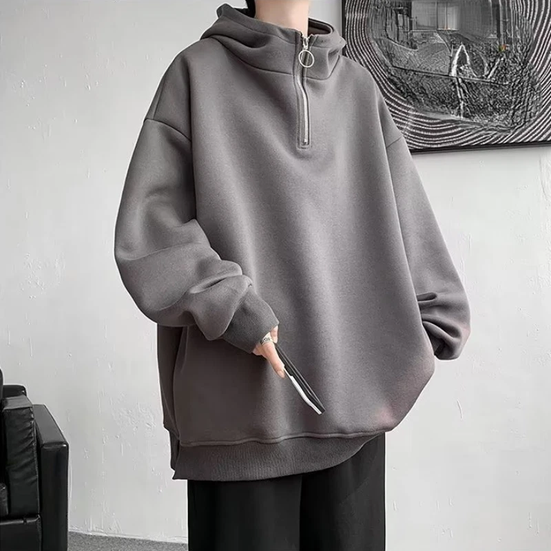 Fashion Men Top Sweatshirt Hooded Shirt Half Zip Hoodie Turtleneck Sportswear