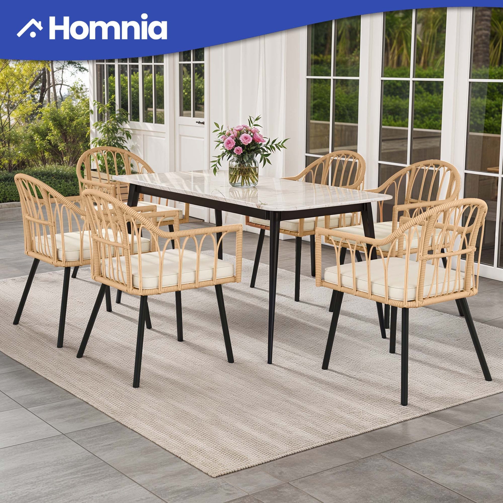 6-Piece All-Weather Rattan Dining Chairs for Indoor & Outdoor Use with UV Protection