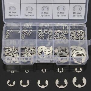 120Pcs 304 Stainless Steel E-Clip Retaining Snap Ring Circlip Kit,1.5mm-10mm