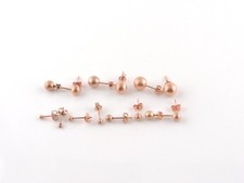 Stainless Steel IP Rose Gold Brushed Solid Ball Stud Earring Sets