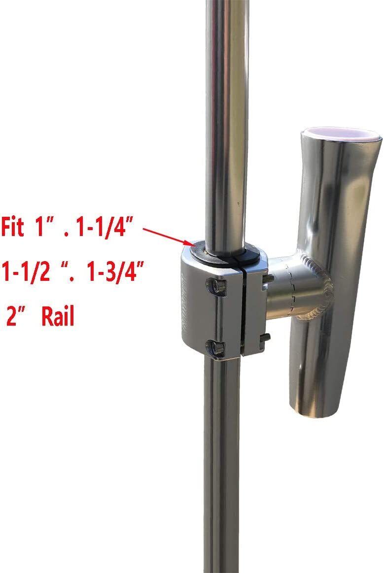 Aluminum Fishing Rod Holder for Boat Clamp on 1-1/4 to 2 Rail Angle  Adjustment