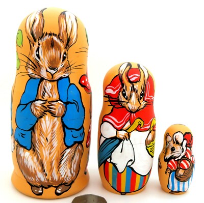 Russian nesting dolls Matryoshka PETER RABBIT Benjamin Bunny Mrs. Rabbit 3