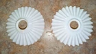 Antique Milk Glass Ruffled Edge Tutu Gas Parlor Lamp Fitter Shade Ruffle Scallop