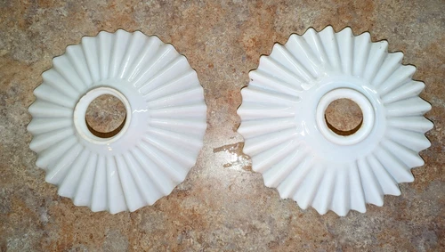 Antique Milk Glass Ruffled Edge Tutu Gas Parlor Lamp Fitter Shade Ruffle Scallop
