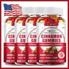 Organic Ceylon Cinnamon 2000mg Gummies - Berberine Blood Sugar Supplement 60 Pcs