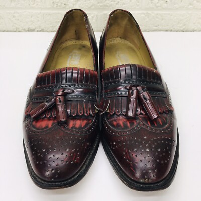 Johnston & Murphy Mens 8.5 M Burgundy Leather Kiltie Tassel Wingtip Loafers 1333 Men main image 3