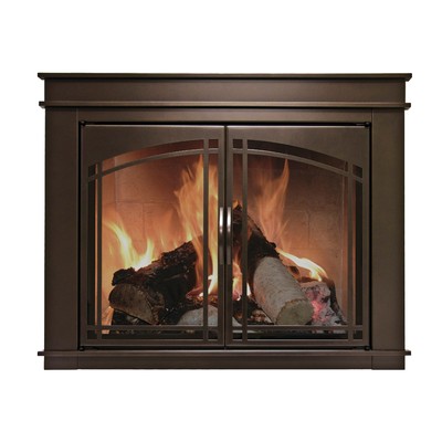 Nib Elegant Medium Bronze Finish Fireplace Doors W Steel Mesh