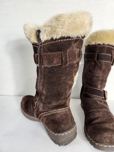 Botas de tacón de cuña forradas con cuña para mujer Bare Traps talla 8 M marrón gamuza bronceada forradas de piel - Imagen 9 de 12