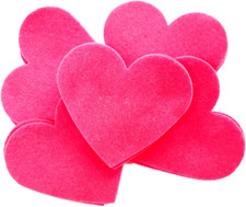 2 Inch Felt Hearts 45Pc - Neon Pink