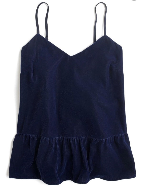 J.Crew velvet peplum top - Vivid Ink color - size 2 - Retail $68 NWT